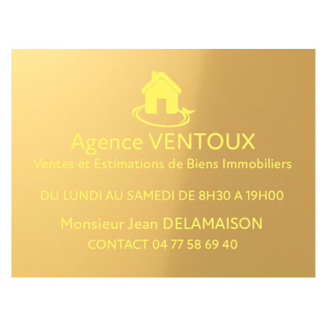 Gravure mécanique plaque aluminium or, texte jaune avec logo Gravure mécanique plaque aluminium or, texte jaune avec logo