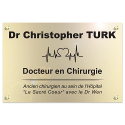 Plaque en plexiglas doré avec texte noir