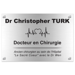 Plaque en aluminium gris avec texte noir