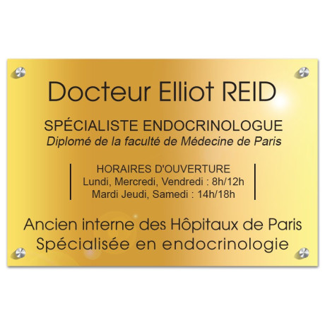 Plaque en laiton doré sans logo