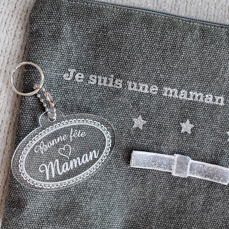 Fête des mères : Porte-clés plexiglas transparent
