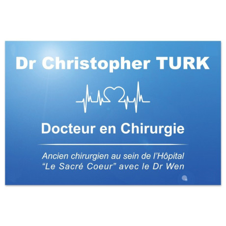 Plaque en plexiglas bleu & texte blanc non percée Plaque en plexiglas bleu & texte blanc non percée