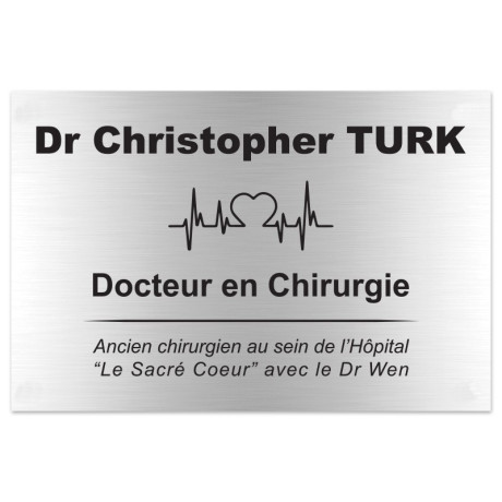 Plaque non percée en aluminium gris avec logo & texte noir