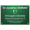 Plaque en aluminium vert avec texte blanc