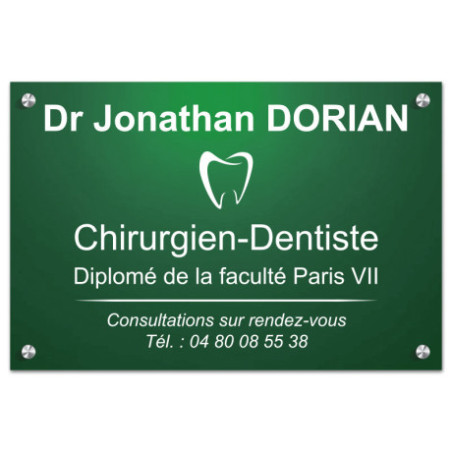 Plaque en aluminium vert avec texte blanc