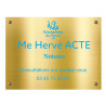 Grande plaque en laiton doré avec finition "Luxe" avec texte bleu